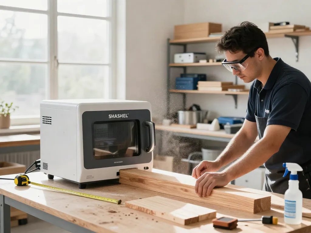 SHASHEL® wood treatment technology in a modern workshop setting.
